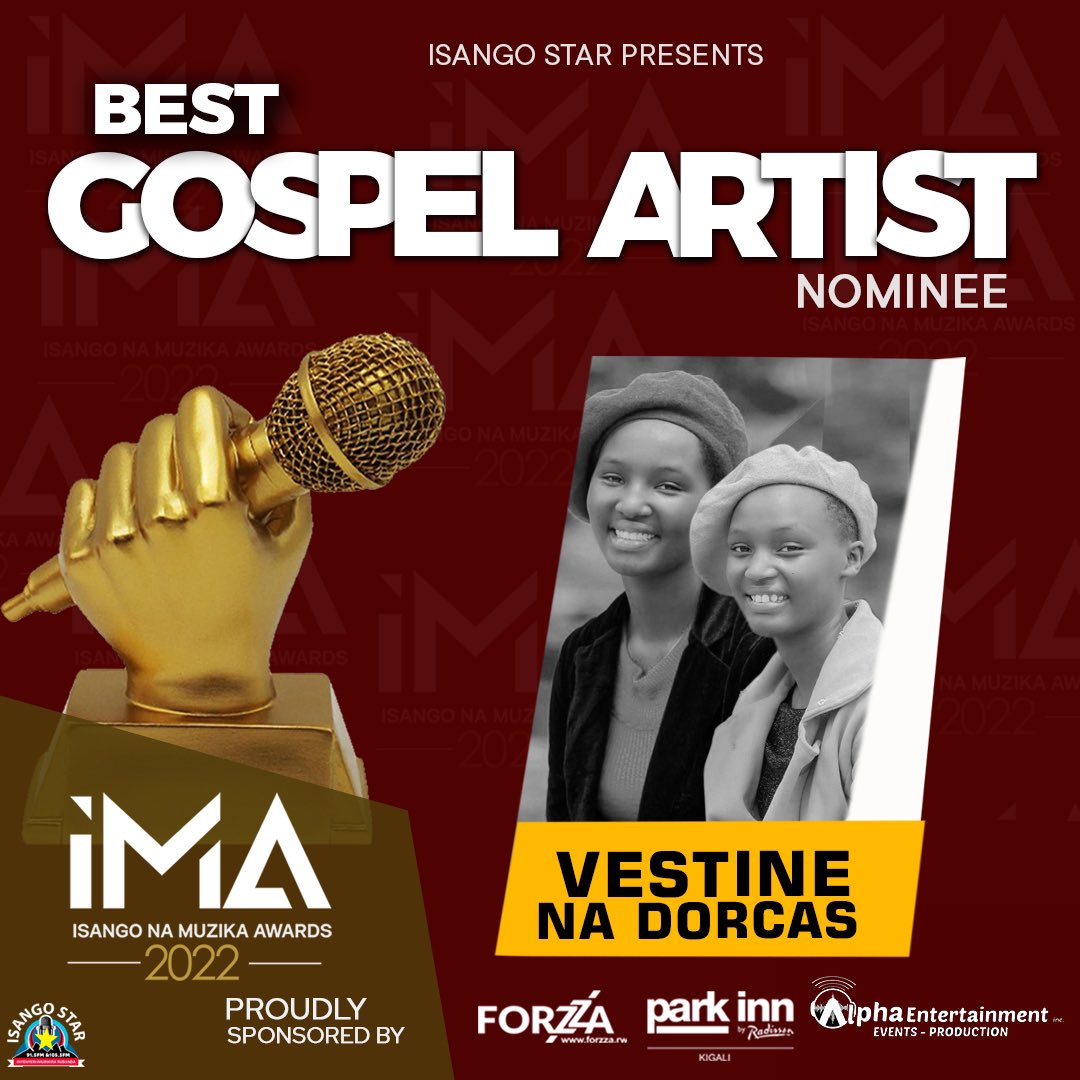 ISANGO NA MUZIKA AWARDS 2022

GREAT NEWS!! for fans of “DORCAS & VESTINE ”  nominated in #IMA2022 BEST GOSPEL Category.

Congratulations @vestineanddorcas_official 🎈