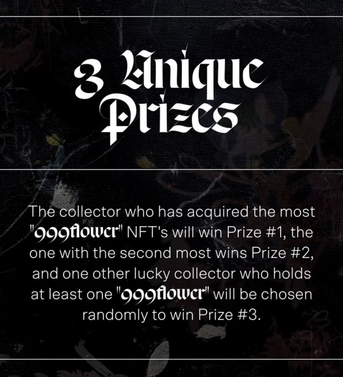simcodrops's tweet image. Last chance to enter the runnings for the 999flower @petcortright prizes!! Deadline 12pm PST today. 1st and 2nd biggest collectors holding 999flower nft’s at the deadline win, plus one lucky draw prize up for grabs. To be announced later today. More info: simcodrops.com