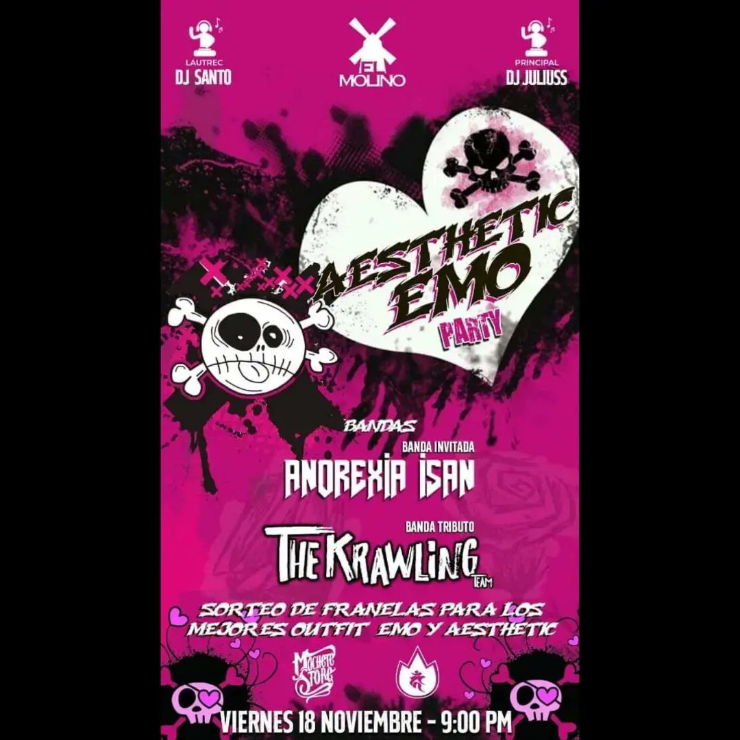 Anorexia Isan  con dos conciertos ! 🤘🔥🎸🤘
Jueves 17/11
Lugar: Rajatabla
7:PM
Anorexia isan Tributo a #nirvana  junto a los amigos de Los Tercios .
Viernes 18/11
Lugar: El Molino Ccs 
9:PM
Anorexia isan en la Emo Party  con The Krawling  con los mejores clásicos de esa época.