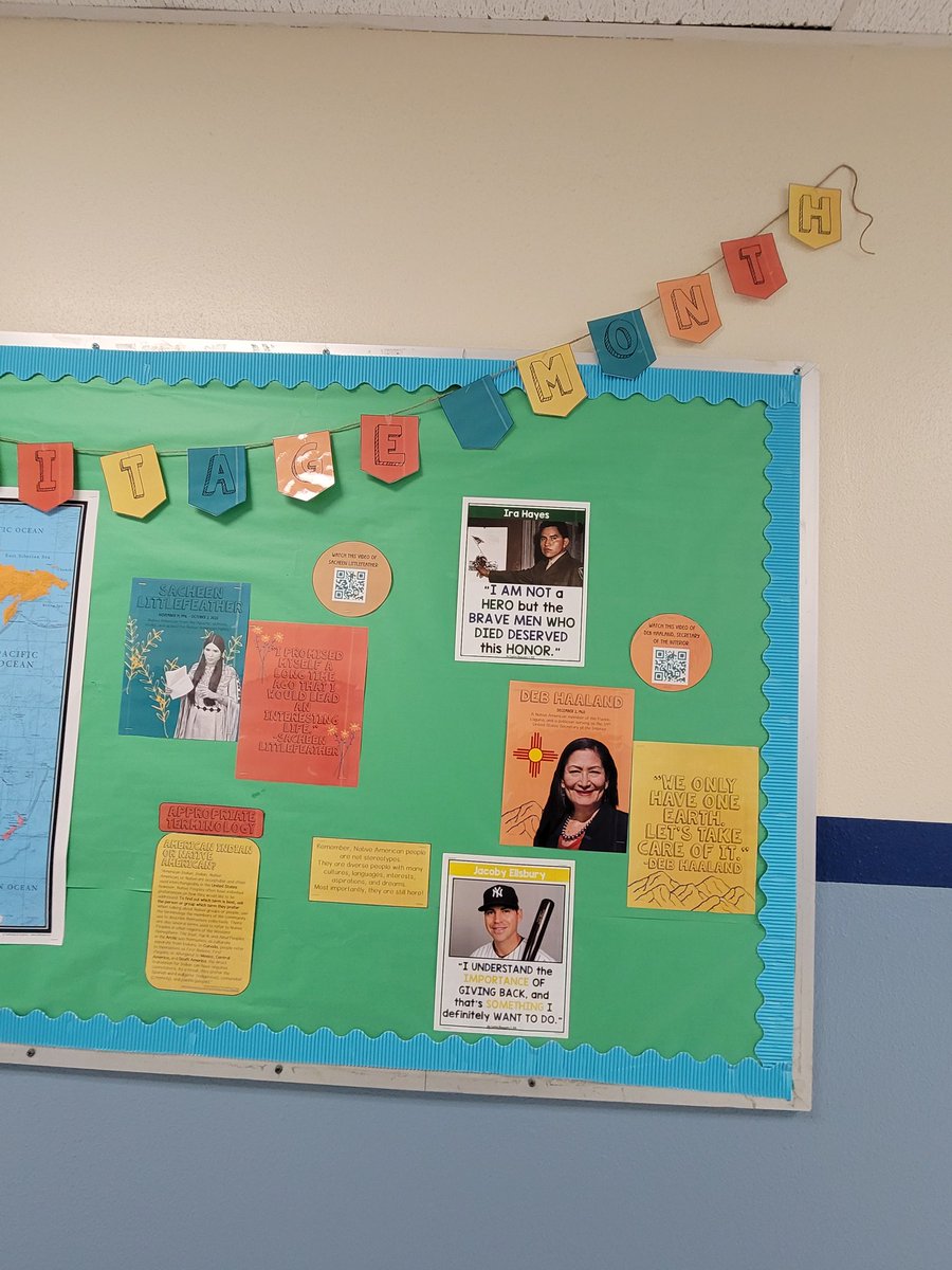 pguerrero5th's tweet photo. Our Native American Heritage Month bulletin board came out amazing! Thanks to our librarian @AdrienneKirk14 for always helping me create our S.S. boards! @NISDVillarreal_ @NISDElemSS #NISDElemSS #NISDSSIgnited https://t.co/9770tHXgpd