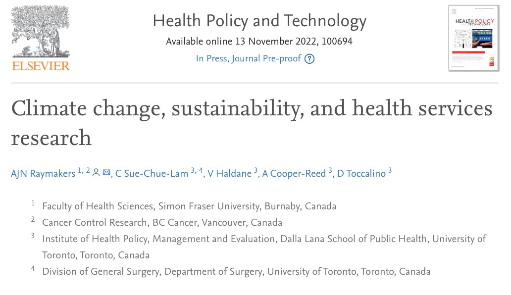 Excited to see this commentary finally online!

Co-authored with @hellohaldane, <a href="/AnnaCR_Studies/">Anna Reed</a>, <a href="/colinscl/">Colin</a>, &amp; <a href="/dctoccs/">Danielle Toccalino, PhD</a>, we discuss the importance that health services researchers address climate change issues in their work.

#ClimateCrisis #HSR <a href="/hptjournal/">HPTjournal</a>
sciencedirect.com/science/articl…