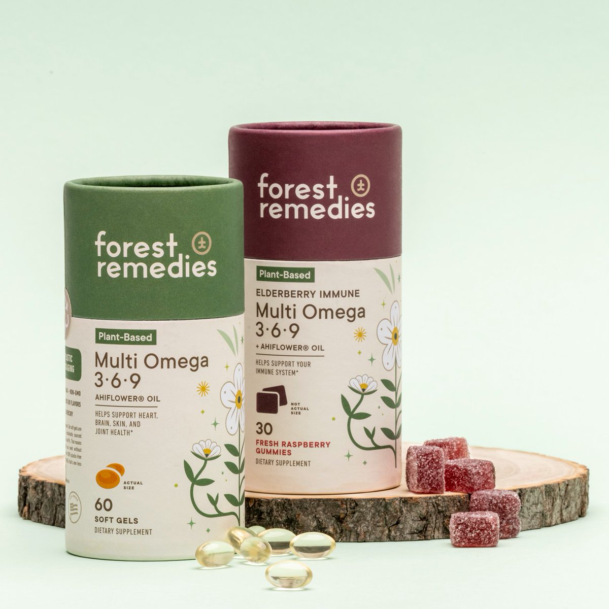 ForestRemedies's tweet photo. What's the difference? 🧐 Both gummies and soft gels deliver Omega 3, 6, and 9 fatty acids and are vegan. 🌿 Gummies are a fun, flavorful way to add more Omegas to your routine. 🌿 Soft gels are easy to swallow and we're able to include more of Ahiflower Oil in each soft gel. https://t.co/oKBqfOTqSO