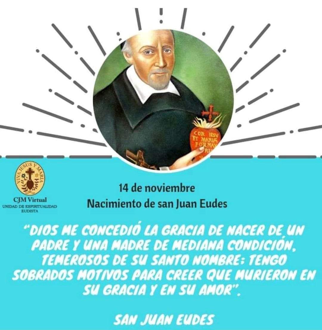 Un día como hoy, en el año 1601, en un pueblito de la Normandía francesa, nace nuestro fundador, San Juan Eudes.
<a href="/CjmRome/">Les Eudistes</a> <a href="/EudistasEnEcuad/">EudistasEnEcuador</a> <a href="/eudistacolombia/">eudistacolombia</a> <a href="/pespiritusantob/">P.Espíritu Santo Baq</a>