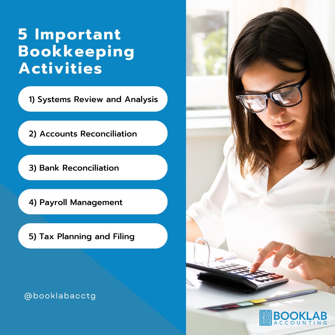 BookLabAcctg's tweet image. Five important bookkeeping activities that every business should perform on a regular basis #accounting #bookkeeping #tax #ph #gensan