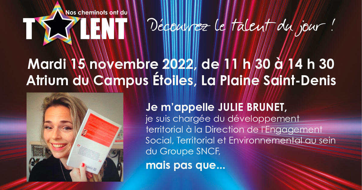 raufrere's tweet photo. Nos cheminots ont du talent... avec Julie BRUNET 👍(Atrium Campus Etoiles Groupe SNCF Saint-Denis)
@GroupeSNCF @SNCFVoyageurs @UNSAFerro_Off #juliebrunet #DESTESNCF @JPFarandou #francoisnogue #SNCF #entreprenariat @FondationSNCF #sncfmixite #intraprenariat
https://t.co/RpNIpbpgPe https://t.co/O01a1p6yWU
