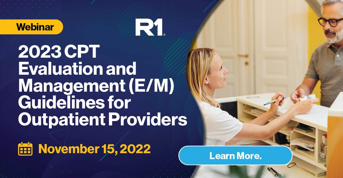 Last chance to enroll in our webinar: 2023 CPT Evaluation and Management (E/M) Guidelines for Outpatient Providers -- November 15. Learn more: hubs.la/Q01sbQFF0