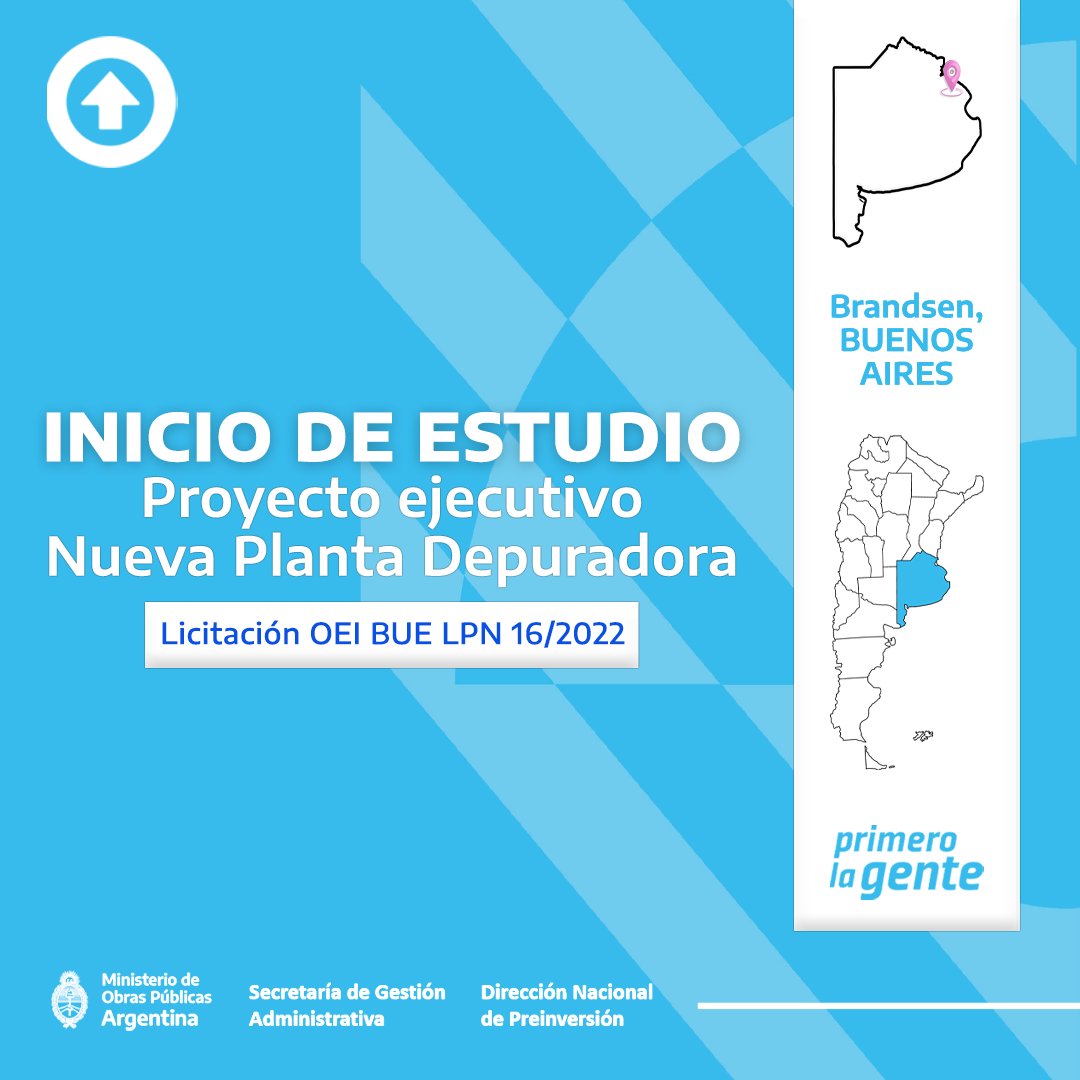 ale_phatouros's tweet photo. Comenzamos el estudio de #Preinversión para dotar al @Enohsa del Proyecto Ejecutivo Nueva Planta Depuradora para los vecinos y las vecinas de #Brandsen, Provincia de #BuenosAires, capaz de responder a la demanda actual y a futuro.
#DNPRI
#PrimeroLaGente
#ObrasPúblicas
#Katopodis https://t.co/3IZlEI3gpN