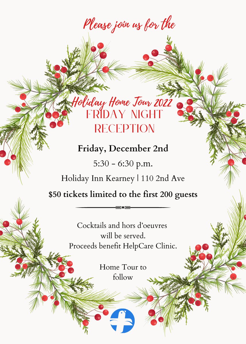 🌟𝙏𝙞𝙘𝙠𝙚𝙩𝙨 𝙖𝙧𝙚 𝙖𝙫𝙖𝙞𝙡𝙖𝙗𝙡𝙚 𝙉𝙊𝙒 at HelpCare Clinic, Rustic Patch, Divas at Kearney Floral, and Home Within. 🎅
#HolidayHomeTourHelpCare2022