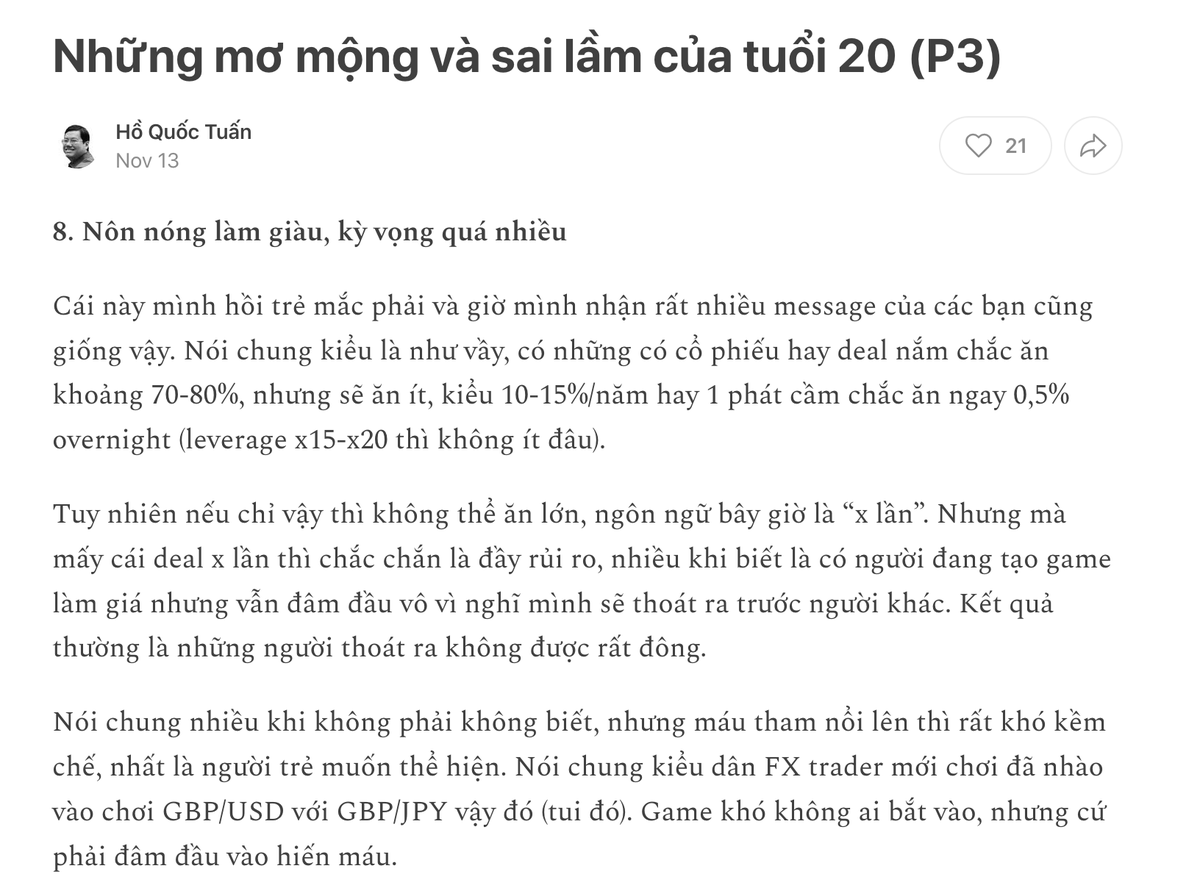 yiwuuzz's tweet photo. " Ở tuổi của các bạn sẽ còn rất nhiều cơ hội để dừng lại 1 chút rồi suy nghĩ " 

Mình đang đọc bài này trên substack của tiến sĩ Hồ Quốc Tuấn thấy hay muốn share cho mn đọc chung nè. https://t.co/UYwAIIJySK