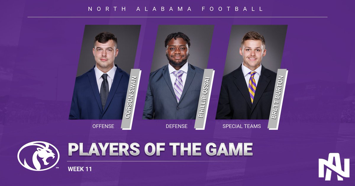 UNAFootball's tweet photo. Week 11 Players of the Week https://t.co/RHFsbo52SC