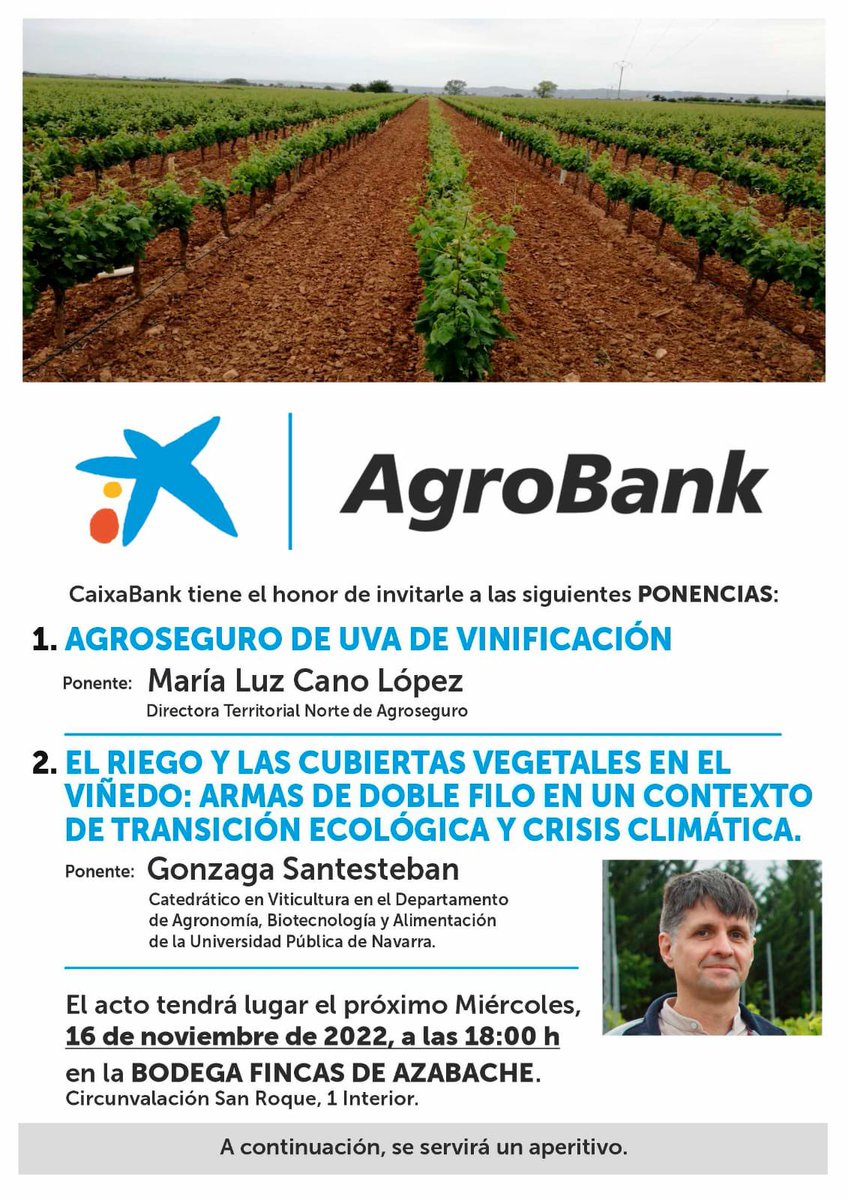 Este miércoles 16 a las 18:00 h os invitamos a una interesantísima charla en nuestra  #bodega #fincasdeazabache  #aldeanuevadeebro