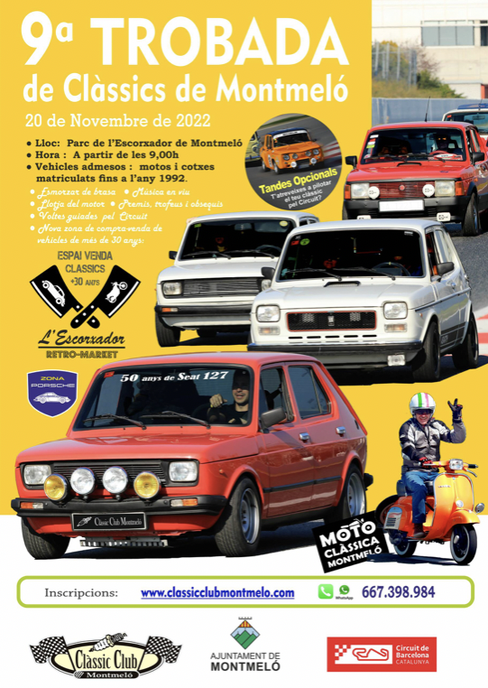 9ª Trobada de Clàssics de Montmeló 🔥 

Aquest diumenge 20 de novembre tindrà lloc una nova edició de la Trobada de Clàssics de #Montmeló organitzada per un dels nostres clubs federats com és el <a href="/CCMontmelo/">ClassicClubMontmelo</a>. 

Informa't aquí de tots els detalls:
fcvh.cat/ca/automocio/f…