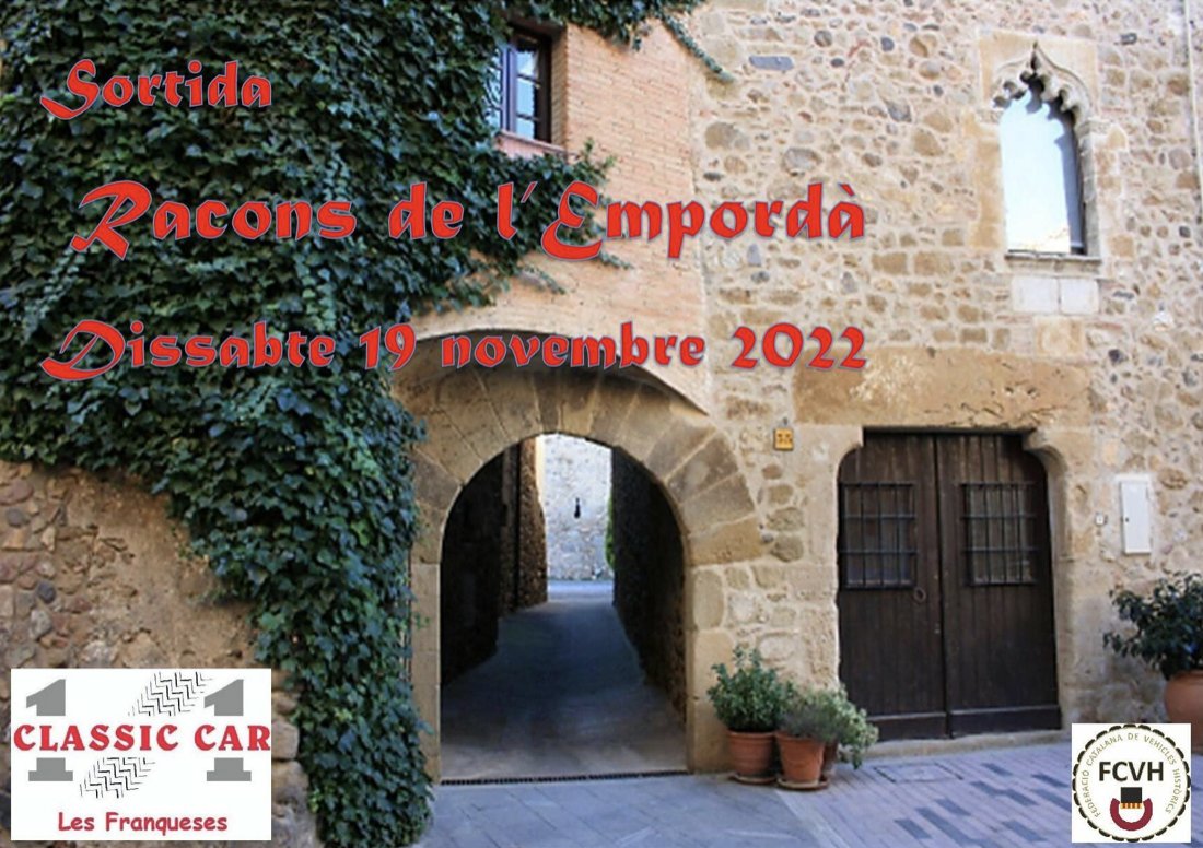 Sortida Racons de l'Empordà 😁 

Espectacular jornada ens espera aquest dissabte 19 de novembre organitzada pel nostre club federat, #ClàssicCarlesFranqueses. 

Consulta el programa complet i els horaris de la jornada:
fcvh.cat/ca/automocio/f…