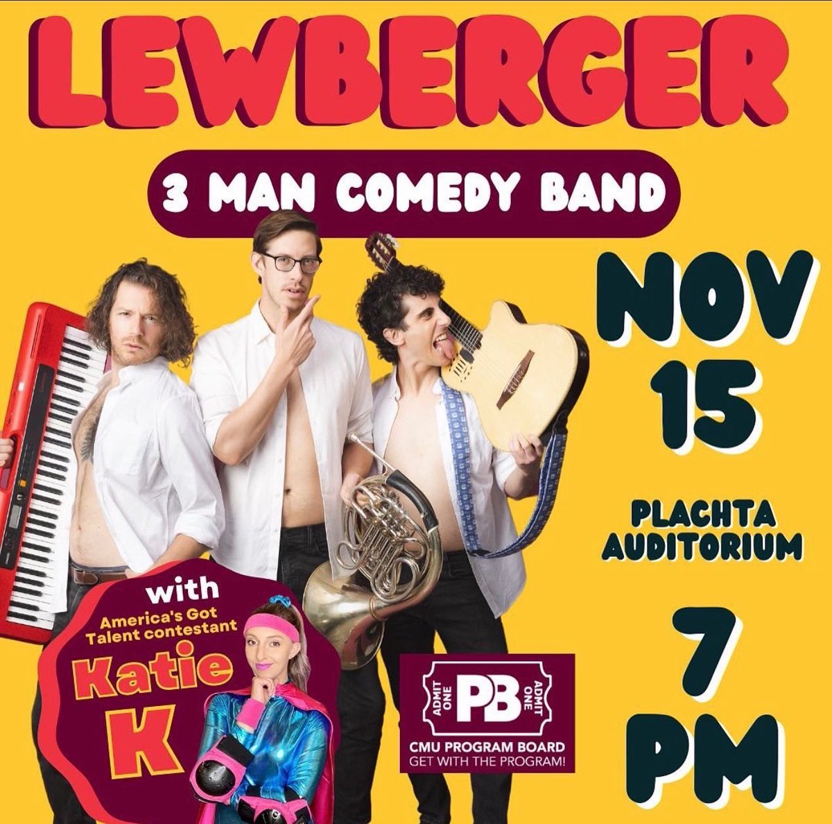 CMUActivities's tweet image. Tomorrow, join @cmuprogramboard as they host Katie K and Lewberger in Plachta Auditorium at 7:00pm. 

Please bring a care product for the CMU Student Food Pantry!