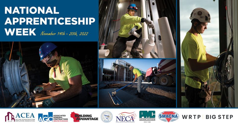 PMCSMACCA's tweet photo. Happy National Apprenticeship Week from PMC/SMACCA and our partners!!  

To learn more about apprenticeship opportunities with Milwaukee's union trades, visit the Building Advantage website: https://t.co/rQF1sCOMGf

#ApprenticeshipWorks #Trades https://t.co/njRiLRgsfE