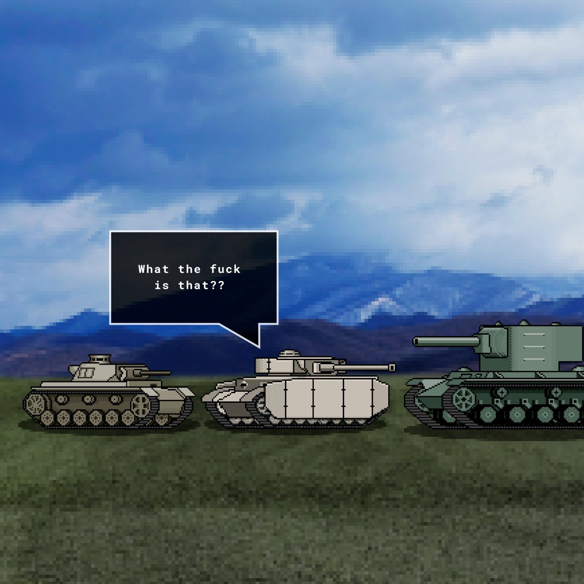 tanksthatfight's tweet photo. One of the biggest mistakes of Second World War.
#pz4 #pz3 #kv2 #WWII #worldoftanks #Warthunder #WOT #wotblitz #panzer #war #tank #tanks #char #secondwar #pixelart #game https://t.co/ZE5400EL6U