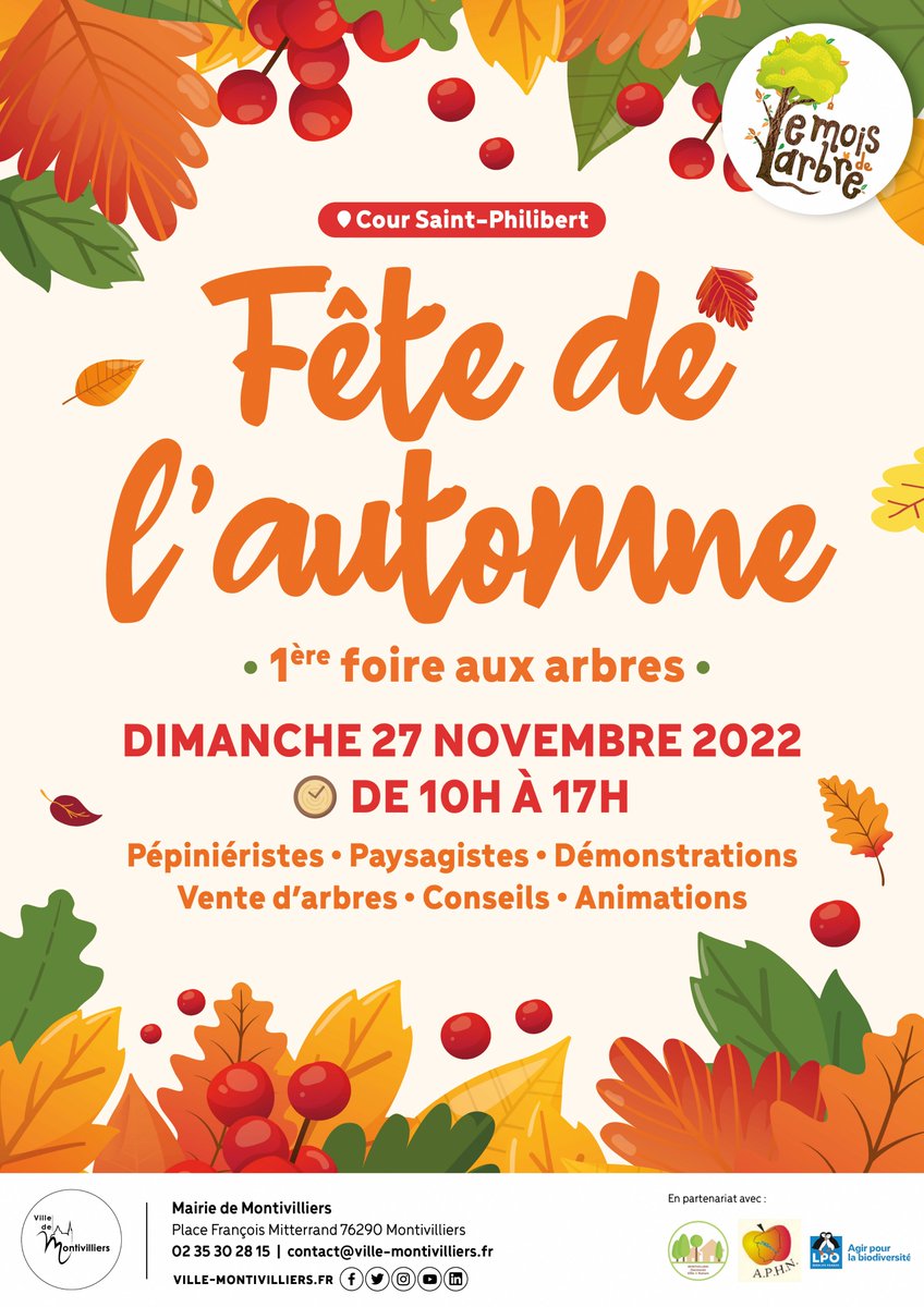 [FÊTE DE L'AUTOMNE 🍁] 🌳 La Ville de Montivilliers prépare sa première foire aux arbres qui se tiendra le dimanche 27 novembre de 10h à 17h 📅