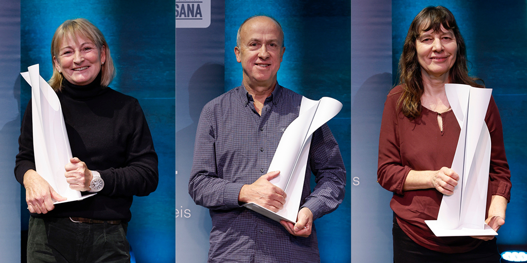 Wir gratulieren Maria Lopez, Siegfried Schiesser und Regula Meyer zum Prix Sana 2022. Die Fondation Sana hat sie für ihren unermüdlichen Einsatz für andere Menschen geehrt. Ihre Lebensgeschichten berühren uns. helsana.ch/de/helsana-gru…
#prixsana