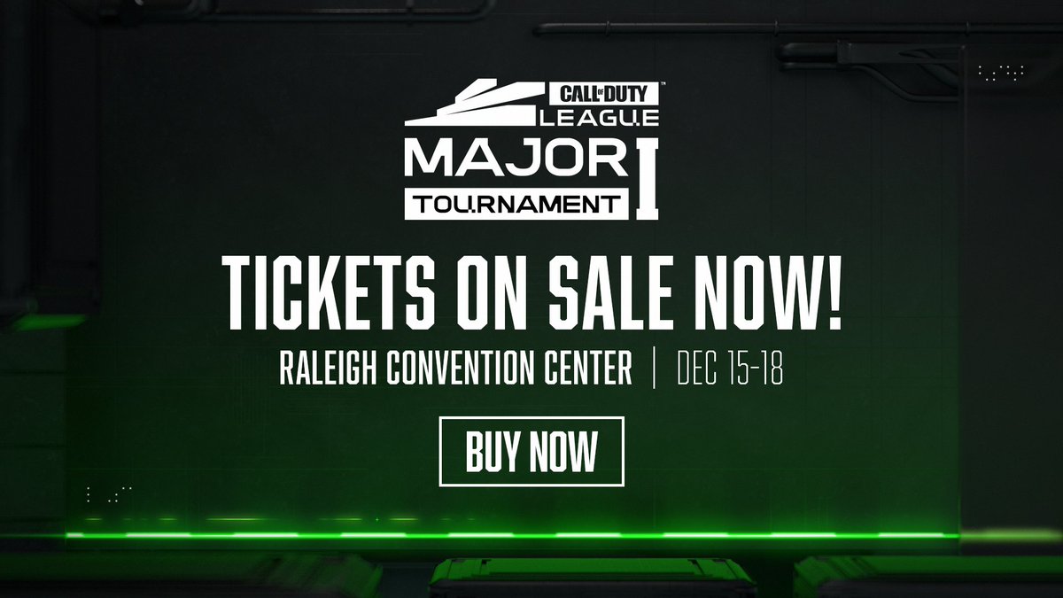 CODLeague's tweet image. Major I is coming to Raleigh!

🎮 Pro-Am Format
👥 Group Play
⚔️ Double Elimination
🏟️ Raleigh Convention Center, Dec. 15-18

Tickets NOW on sale 🎟️ fevo.me/CDLMajorITourn…