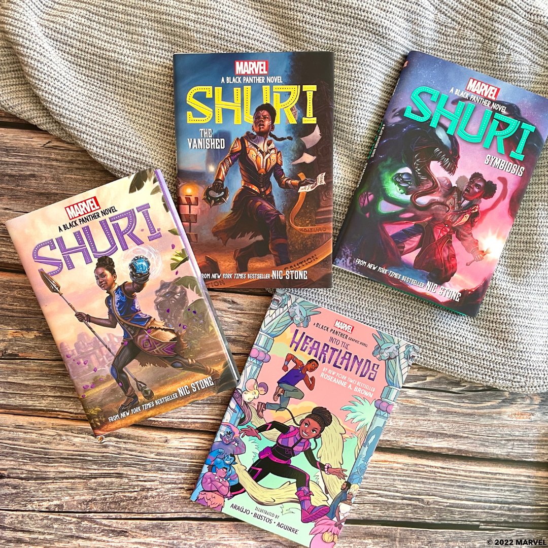 Return to Wakanda… Start reading INTO THE HEARTLANDS and the SHURI series, original #BlackPanther books about Princess Shuri and Prince T’Challa. Learn more and read excerpts here: bit.ly/3TpChbf @rosiesrambles @claudiaguirre @mobydika @NatachaBustos