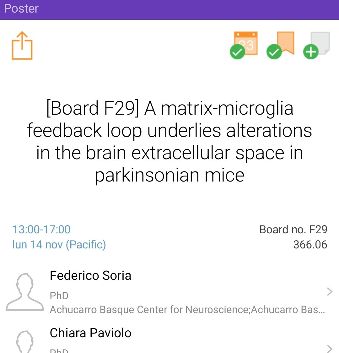 Check out our poster today at #SfN22 #SfN2022. I will be from 2pm-7pm presenting our work on #extracellularmatrix and #microglia in a mouse model of #Parkinson's disease

📍Board F29 - 2:00 PM (Poster 366.06)

Come say hi and let's talk about science! 🙂