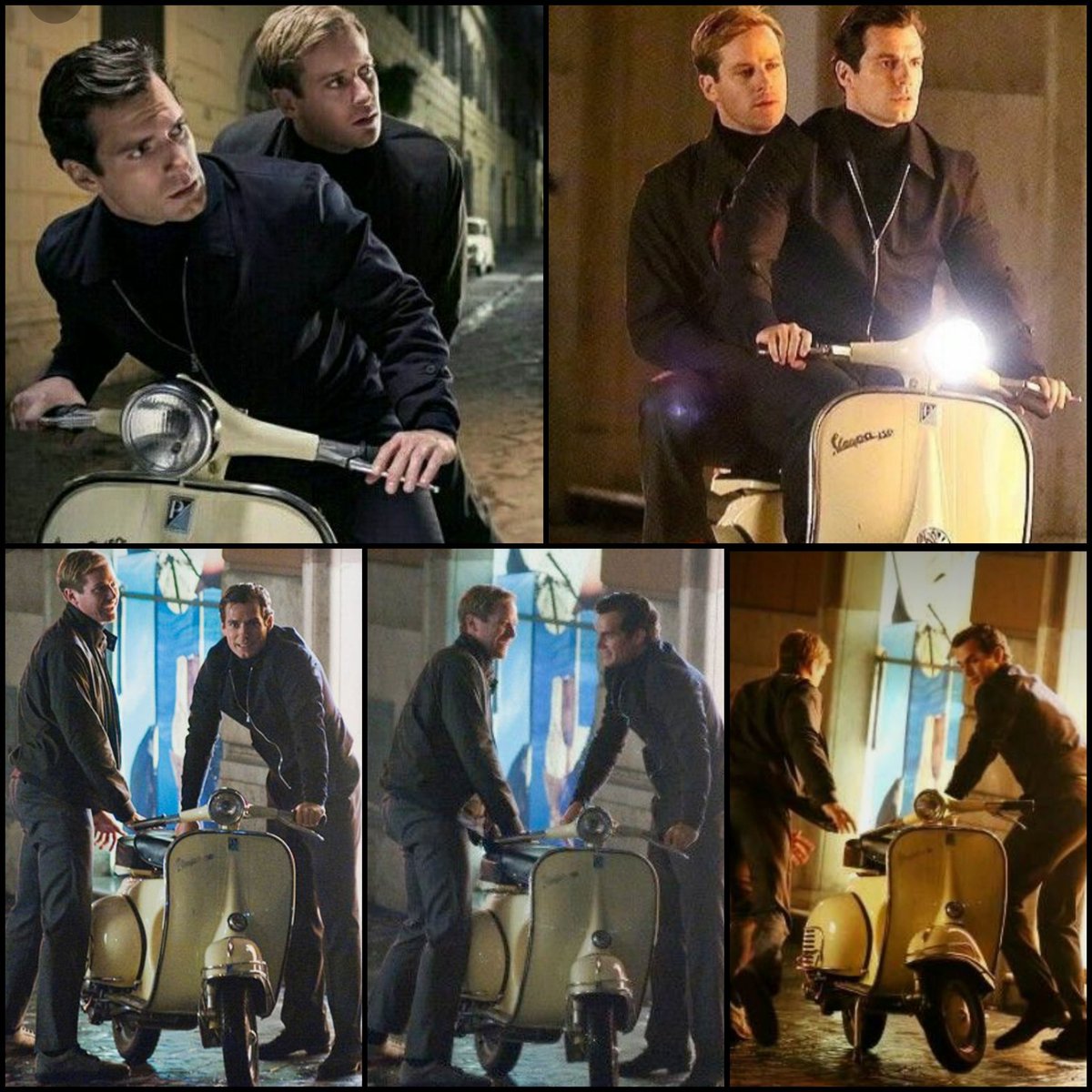 Two men. One vespa 😎
#ArmieHammer  #HenryCavill 
#TheManFromUNCLE  #tmfu