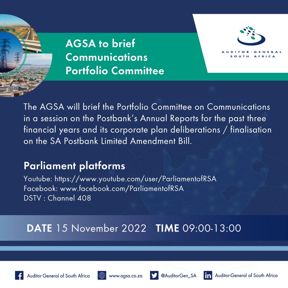 Afrika_Boso's tweet photo. THE NATIONAL AUDIT Office to brief Parliament on the annual reports of the Postbank (for the past three financial years).
See live broadcast details below: https://t.co/y0jkBxu6jJ