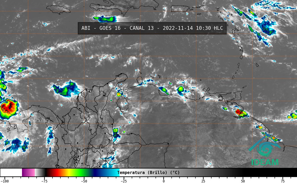 🛰️#PronósticoIdeam prevé precipitaciones🌧️con posibles descargas eléctricas⛈️en sectores de La Guajira, Cesar, Magdalena, Atlántico, centro y sur de Bolívar, norte de Sucre, noreste y suroeste de Córdoba y Urabá, en la región Caribe.