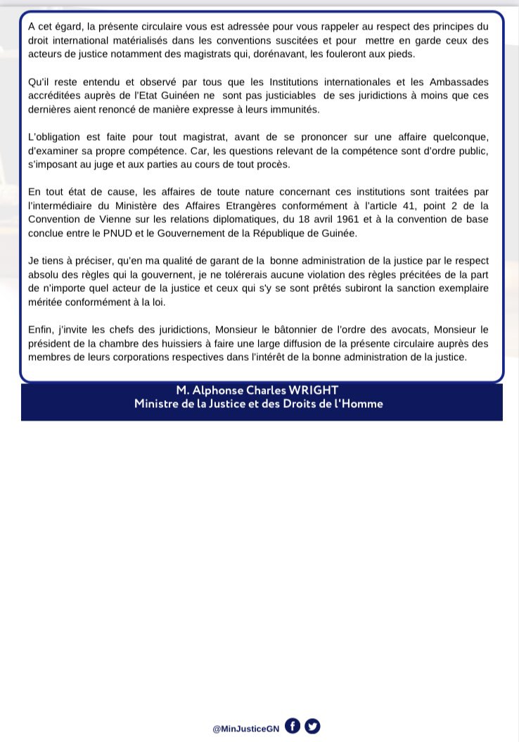 📌 CIRCULAIRE N* 003
À TOUS LES ACTEURS DE LA JUSTICE