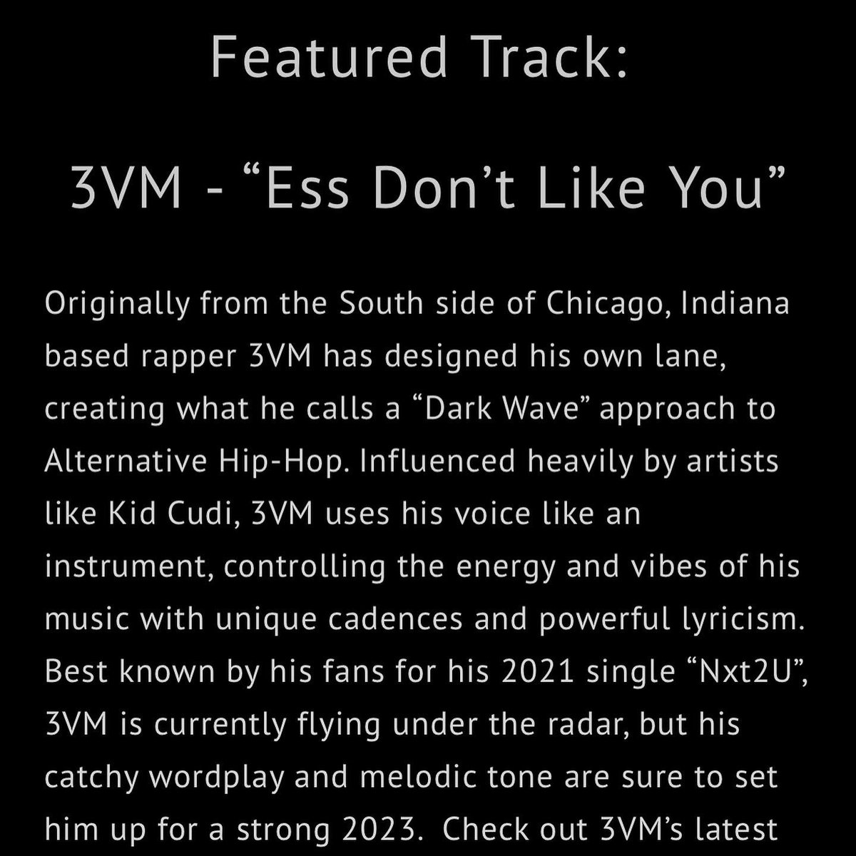 MajorStageMusic's tweet image. Originally from the South side of Chicago, Indiana based rapper @3intheVM has designed his own lane, creating what he calls a “Dark Wave” approach to Alternative Hip-Hop. Check him out on our “First” Playlist

majorstagemusic.com/first