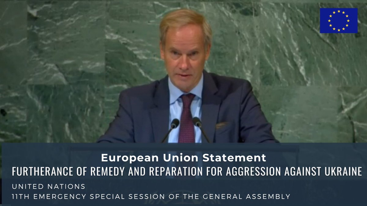 🇪🇺EU at UN-NY (@euatun) on Twitter photo Under international law, Russia is under an obligation to make full reparation for the damage caused by its internationally wrongful act. There is no question of whether Russia should pay, but rather of when it will pay, and how much.
~Amb. <a href="/OlofBSkoog/">Olof Skoog</a>
➡️eeas.europa.eu/delegations/un… Under international law, Russia is under an obligation to make full reparation for the damage caused by its internationally wrongful act. There is no question of whether Russia should pay, but rather of when it will pay, and how much.
~Amb. <a href="/OlofBSkoog/">Olof Skoog</a>
➡️eeas.europa.eu/delegations/un…