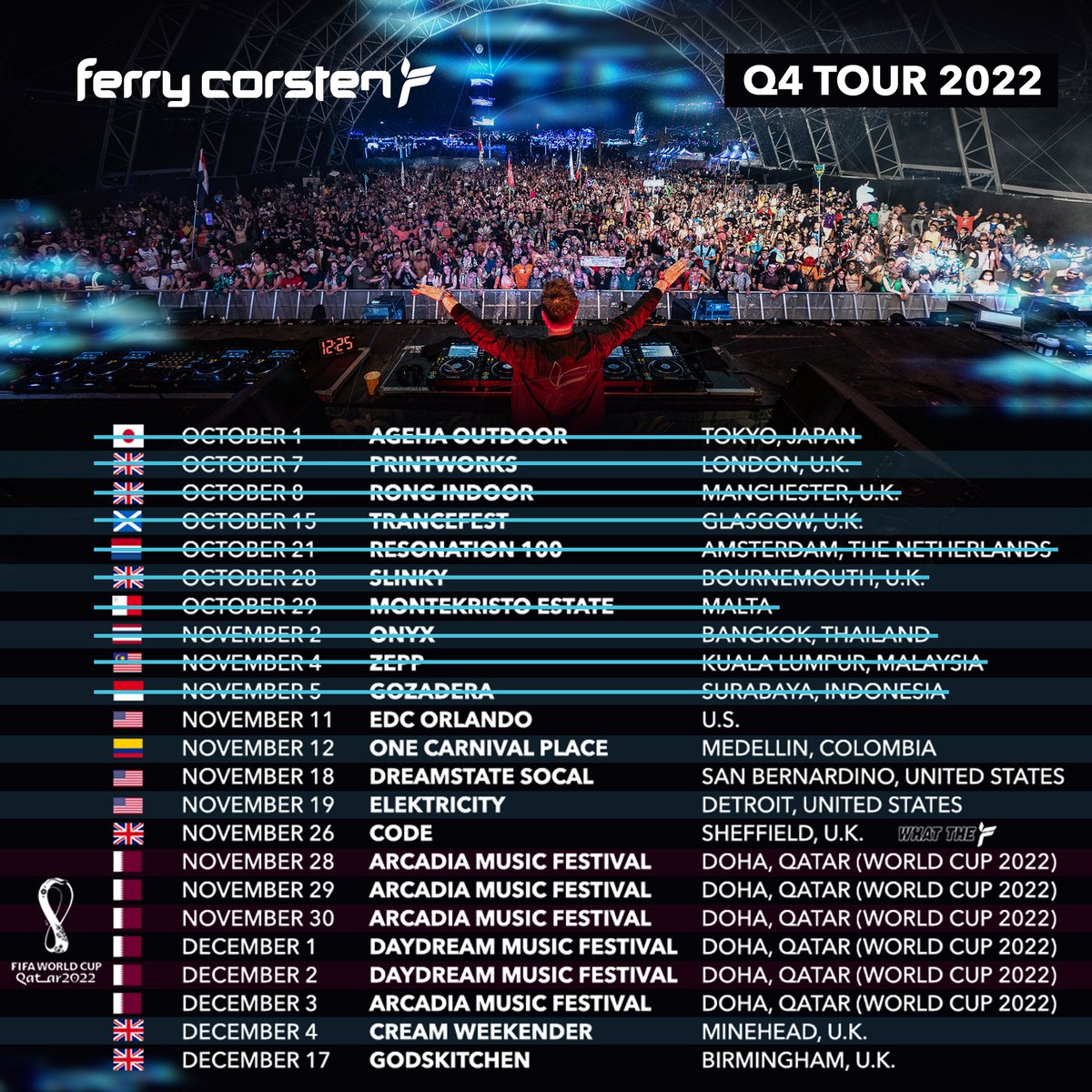Let's close this year in style! Here are all my tour dates that are left for #2022. Where will I see you?🔥

Tickets &amp; info on ferrycorsten.com/tour!