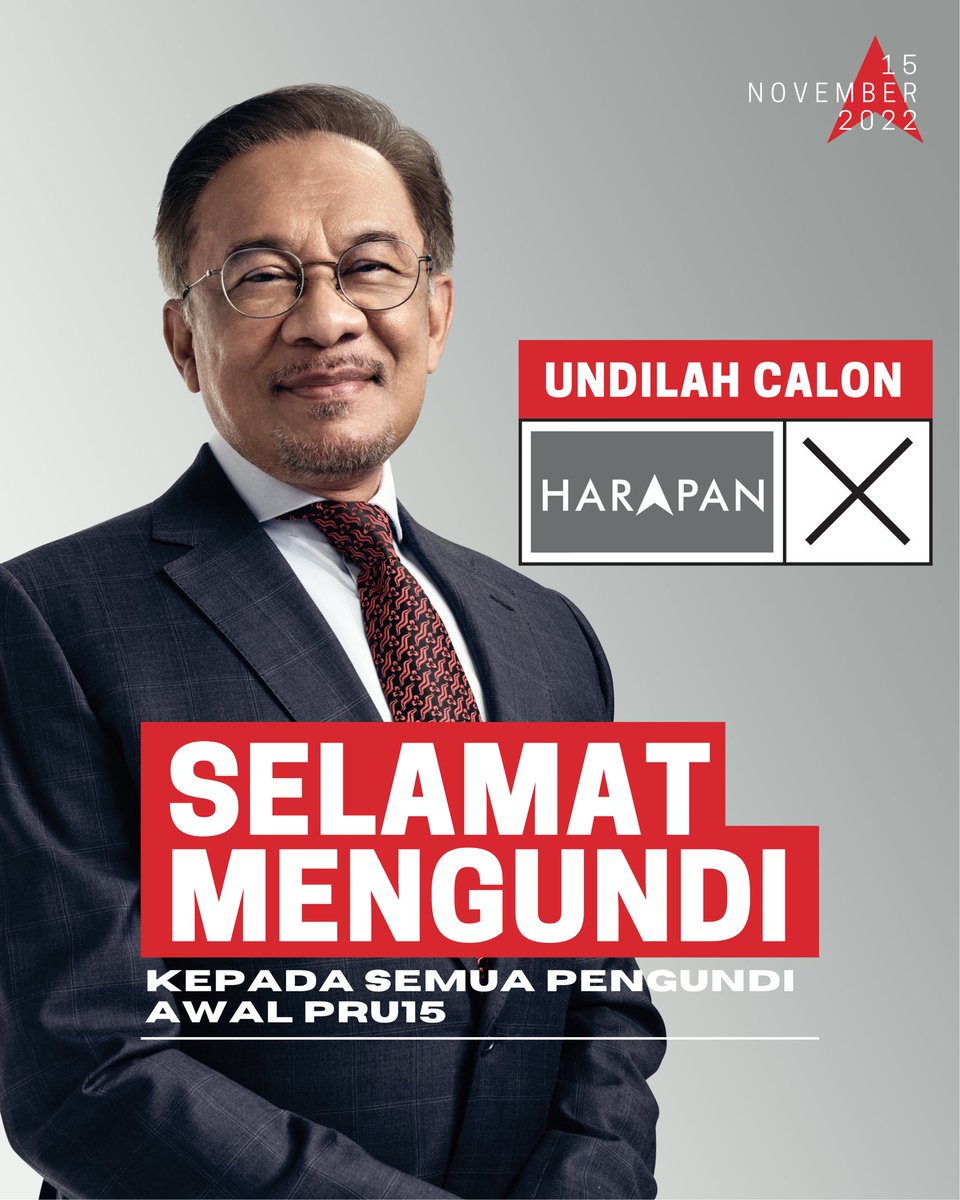 anwaribrahim's tweet photo. Selamat mengundi kepada 224,828 pengundi awal yang akan keluar mengundi esok.

Lakukan yang terbaik untuk negara.

Pilihlah calon Harapan!

#Harapan
#KitaBoleh
#MalaysiaBangkit https://t.co/HF14JnbgkX