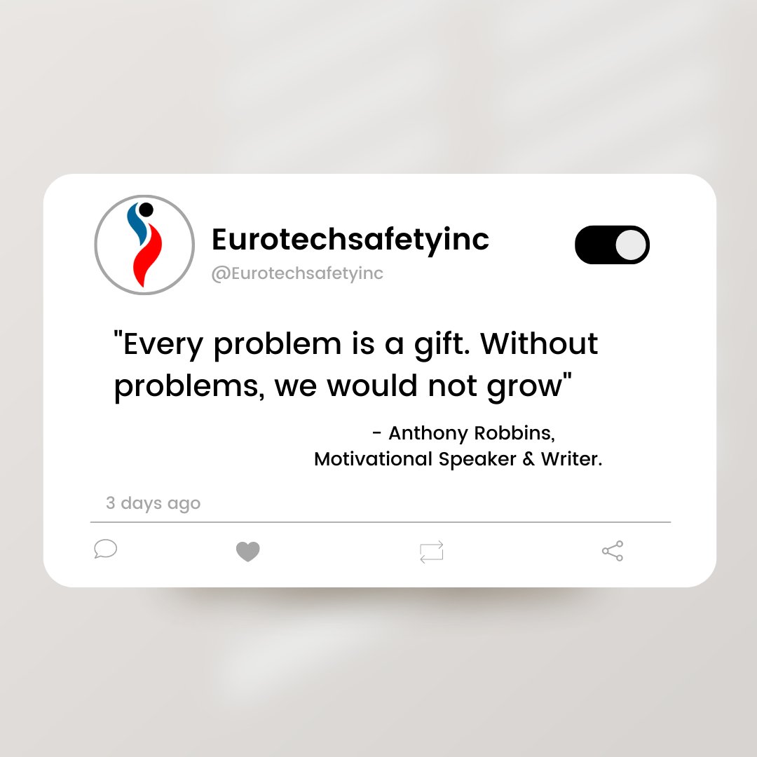 Tip of the day: Make the best of every situation you are put into. 

#Motivation #Inspiration #EurotechSafetyInc