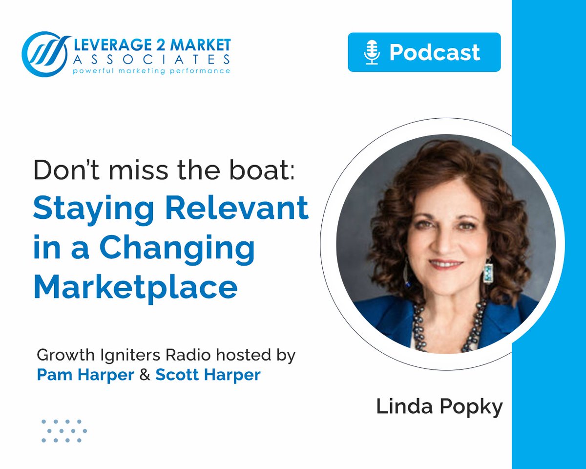In a Recent Podcast with Pam &amp; Scott Harper, Linda emphasized how important it is to stay relevant in the market with the changing times. Play the complete podcast. businessadvance.com/growth-igniter…
#Leverage2Market #BusinessPodcast #podcast #change #marketing