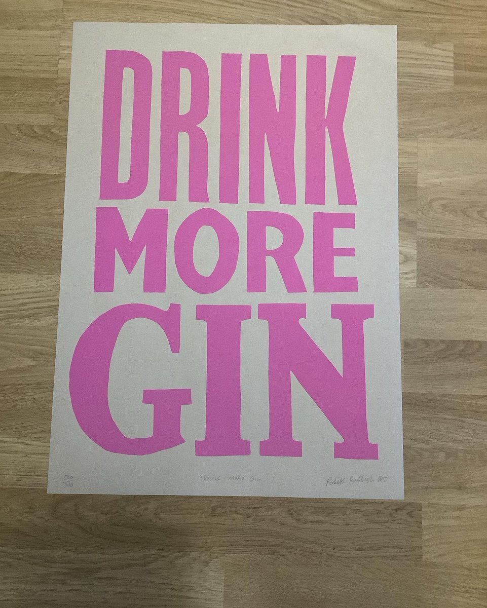 I have just got hold of a very limited stash of #drinkmoregin prints in black and pink all for sale
