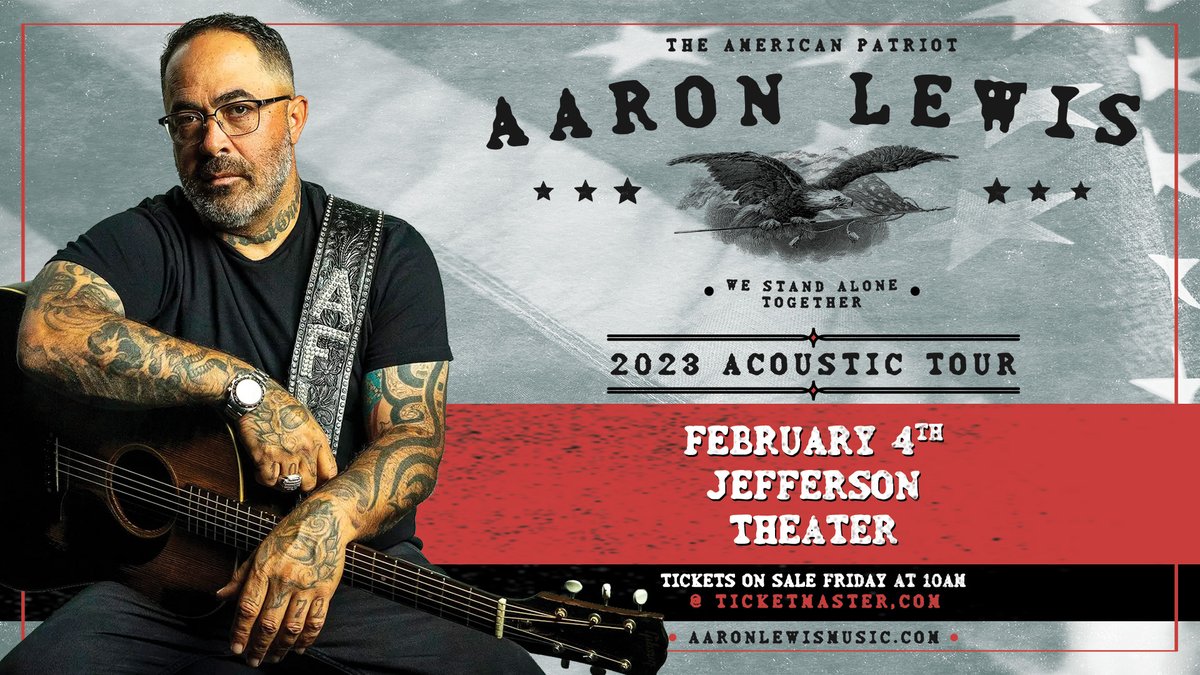 beaumontevents's tweet photo. Just Announced! 🚨Founder of the band Staind, @Aaronlewismusic, at the Jefferson Theatre on Saturday, February 4!

🎸Venue presale - Thursday, November 17 | 10:00am - 10:00pm | code: LEWIS
🎸General on sale - Friday, November 18 | 10:00am 
🎟️https://t.co/PZPDlLKtDZ https://t.co/Ulp8NiYSIP