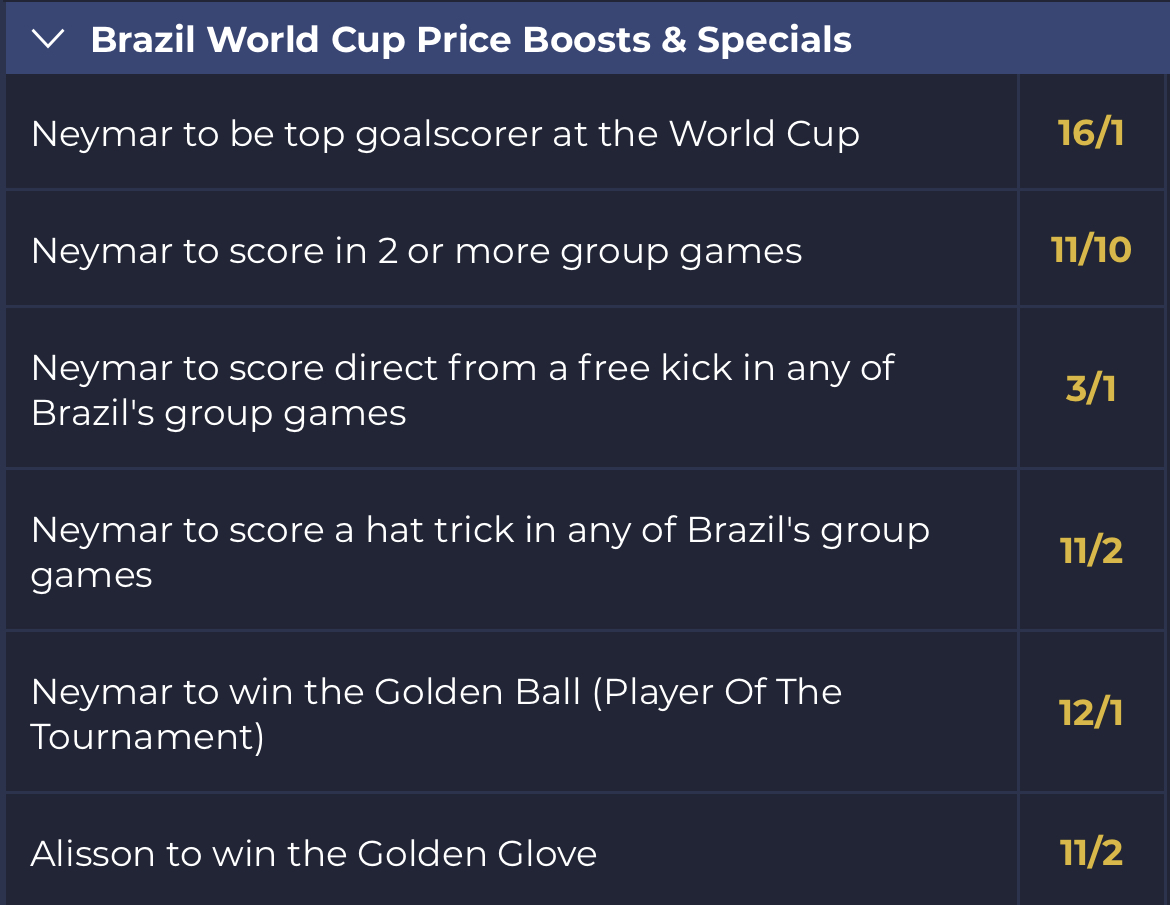 SwiftySports_IE's tweet photo. 🇧🇷 Brazil are red hot favourites heading into #Qatar2022!
See our #PriceBoosts and #Specials below.
https://t.co/Vovnihy9vo
18+. T&Cs Apply. Gamble Responsibly.
#WorldCup #Brazil #BrazilNationalTeam https://t.co/HsQDKxZ0oe