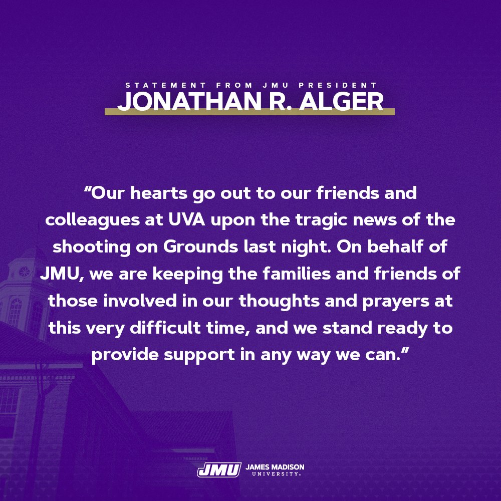 JMU on Twitter "Dukes support Hoos. A message of support from JMU