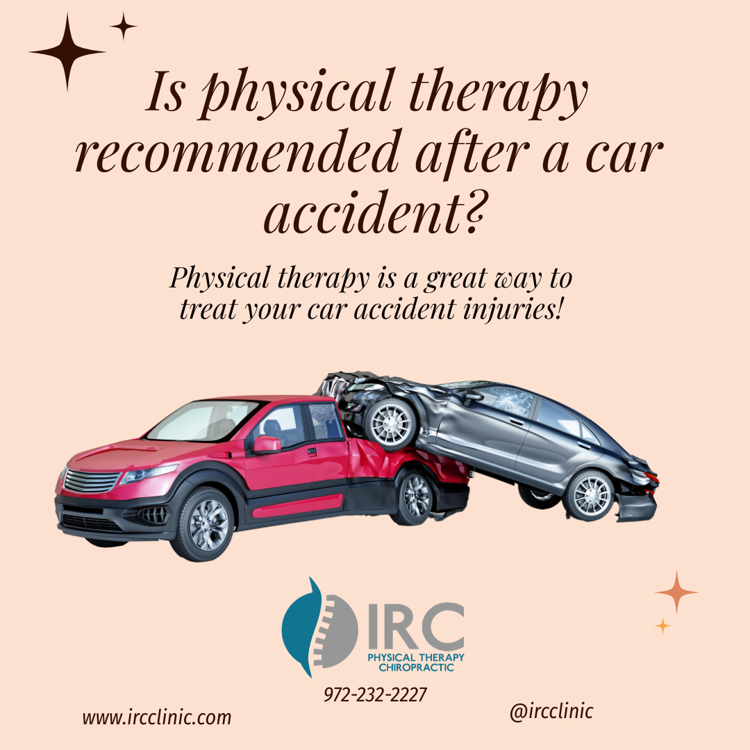 Physical therapy can have great benefits after a car accident. The sooner you receive physical therapy after a car accident, the more likely you are to have a life free of pain. #ircclinic #PT #physicalthereapy #physicaltherapist #terapiafísica #fisioterapia #chiropracticcare