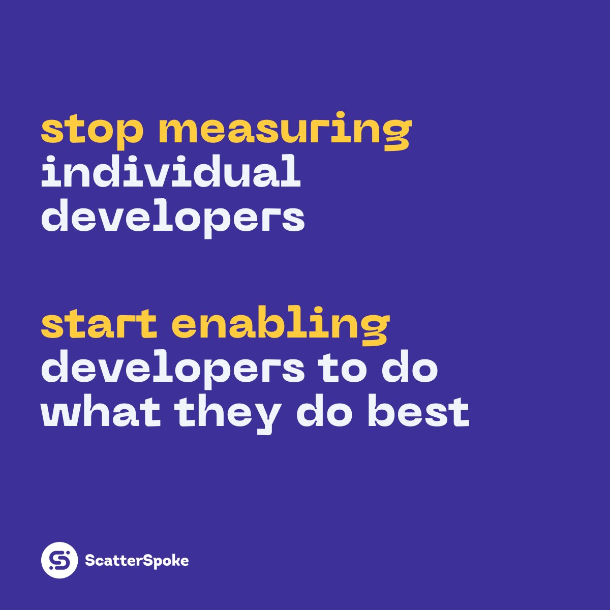 Start letting your engineers do their best work 🙏

ScatterSpoke gives the ownership of improvement, goal tracking, and productivity over to the engineers

Because data doesn't solve problems, engineers do

Thursday 17th 👉 linkedin.com/video/event/ur…

#engineers #productivity