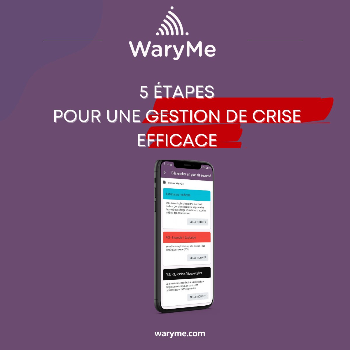 🚨 @Expoprotection c'est demain🚨
💥Vos équipes sont-elles prêtes en cas d’urgence ?

Incendie, intrusion armée, accident industriel, cyberattaque...
📱WaryMe numérise vos plans de sécurité pour gagner en efficacité opérationnelle.

📍RDV stand S17 et village "Gestion de crise"