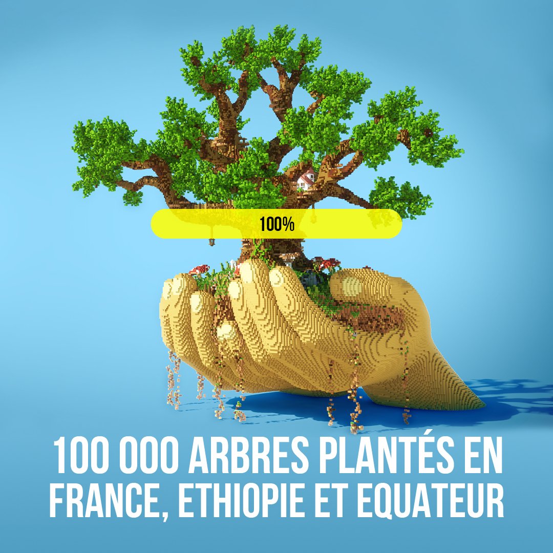 1 an après, Minecraft #PlantForLife ? 🎮🌳 100 000 arbres plantés en : France, Ethiopie, Equateur. Pourquoi ? Enrayer le cycle de la faim, préserver les #forêts du fléau pétrolier, faire revivre les campagnes. @minecraft_fra, @newheavenmc, @XboxFR, @FrMinecraft, @microsoftfrance