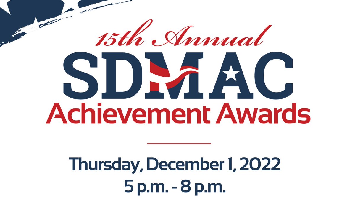 Sdmac_Official's tweet photo. #SDMAC is honored to host the 15th Annual Achievement Awards dinner on Thursday, December 1st from 5pm to 8pm overlooking our beautiful downtown #SanDiego.
Full details and register here >>> https://t.co/YPNmnEXvvO https://t.co/MNtPnoglMu