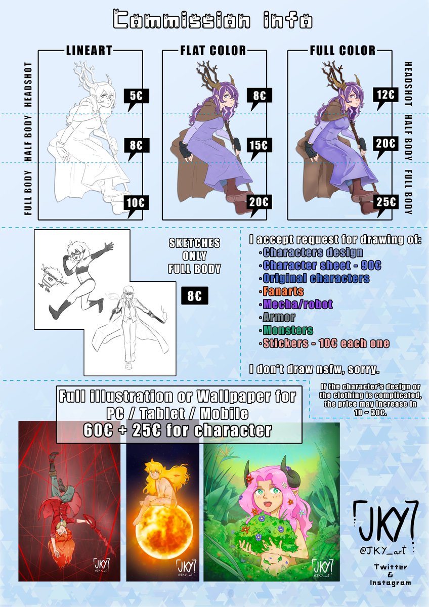 JKY_art's tweet photo. Hey everyone! This is my commission info, I drop it here!

Check it out! You won't regret it! https://t.co/TV1CinVytw