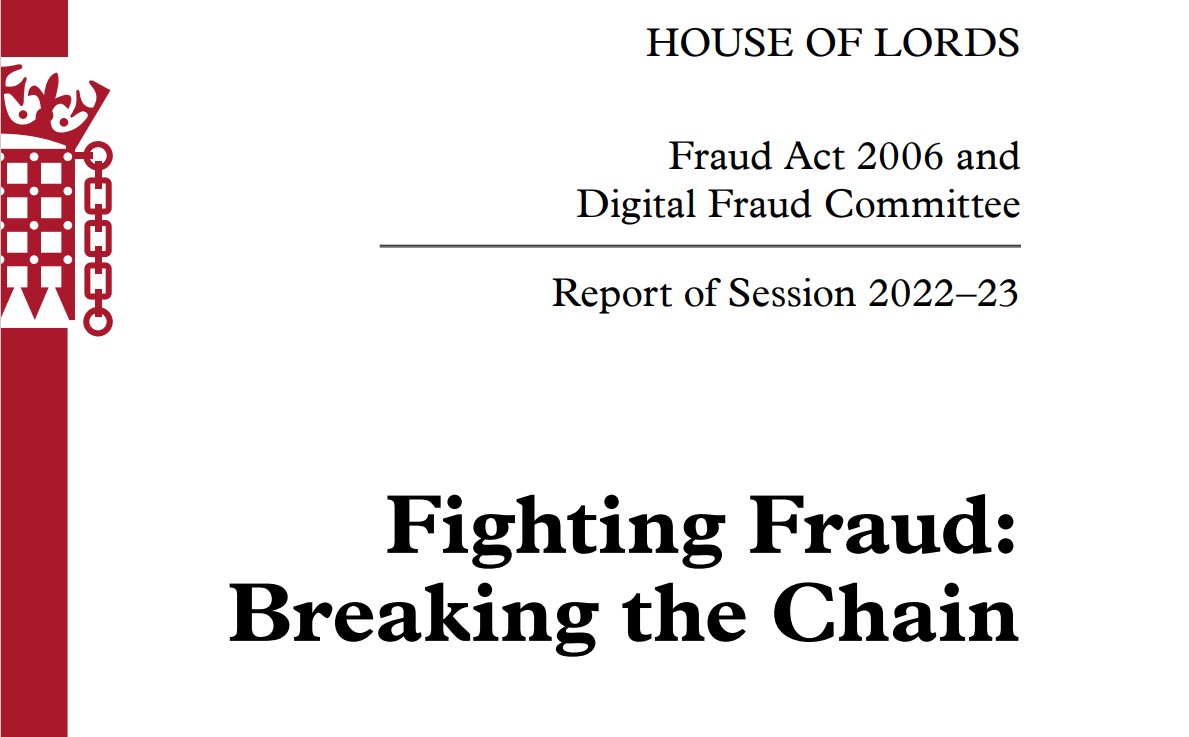 It's #FraudAwarenessWeek and we’ll be sharing CFCS insights!First up,a🧵on the @HLFraudActCom report published on Sat. It notes that successive govts have failed to take fraud seriously and that law enforcement is under-resourced for the fight against it committees.parliament.uk/publications/3…