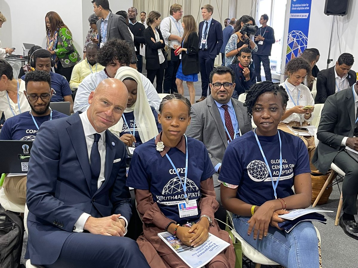 GCAdaptation's tweet photo. On #AdaptationDay at #COP27 we launched the report "Youth Engagement with the #GlobalGoalonAdaptation", following worldwide youth consultations led by our Youth Advisory Panel.
Read the report reflecting young people’s views on adaptation: https://t.co/BrAdhU1sXD https://t.co/nVNlRIOw07