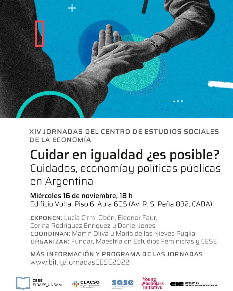Hoy arrancan las XIV Jornadas del CESE, y el miércoles tenemos este panel de lujo para debatir sobre cuidados, economía y políticas públicas con <a href="/EleonorFaur/">Eleonor Faur 💚</a> <a href="/luciacirmi_/">Lucía Cirmi 💚</a> <a href="/DaniProtestante/">Daniel Jones</a> y Corina Rodríguez Enríquez. El programa completo en: bit.ly/JornadasCESE20…