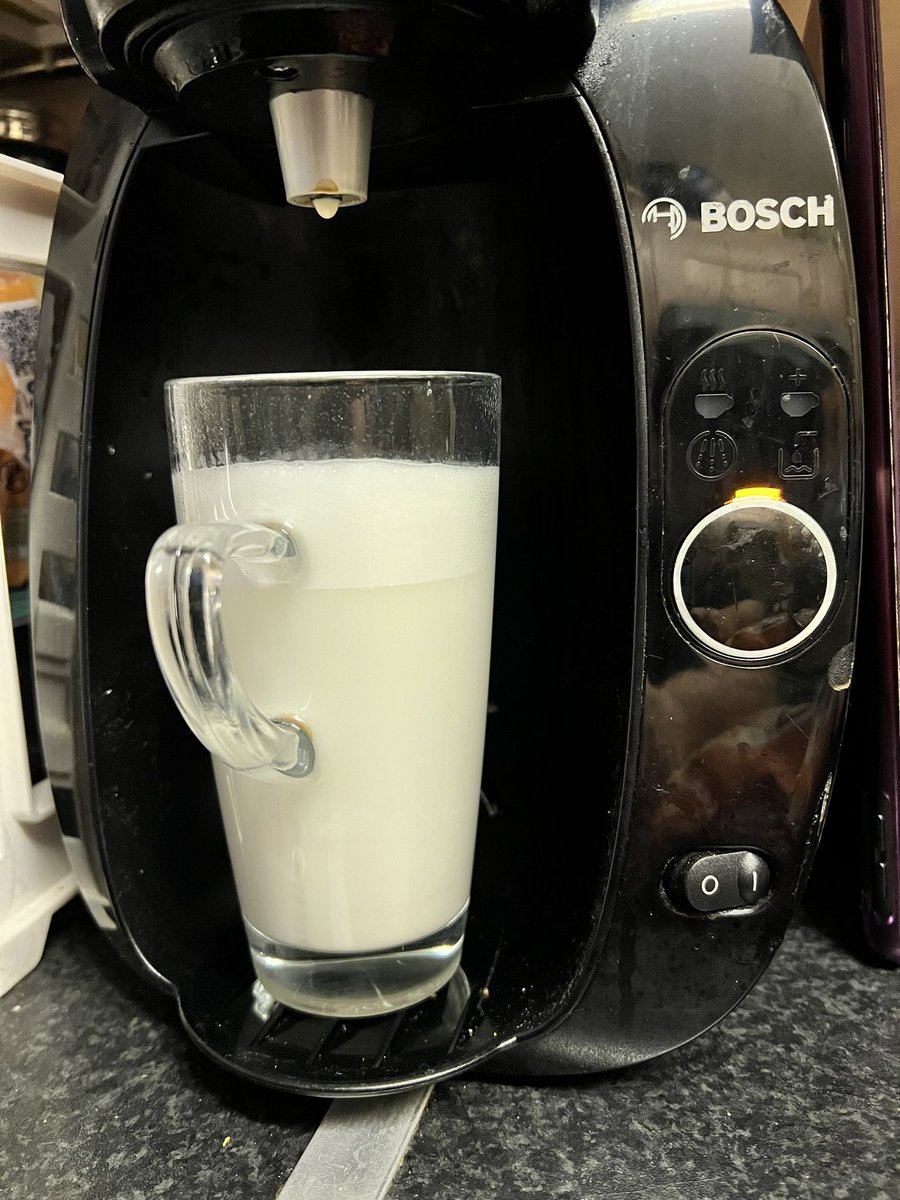 doops80's tweet photo. @tassimo_uk this cannot be right? 1 milk pot and the majority of it is water. This has happened with half of the pack. https://t.co/JhuK9rpq7D