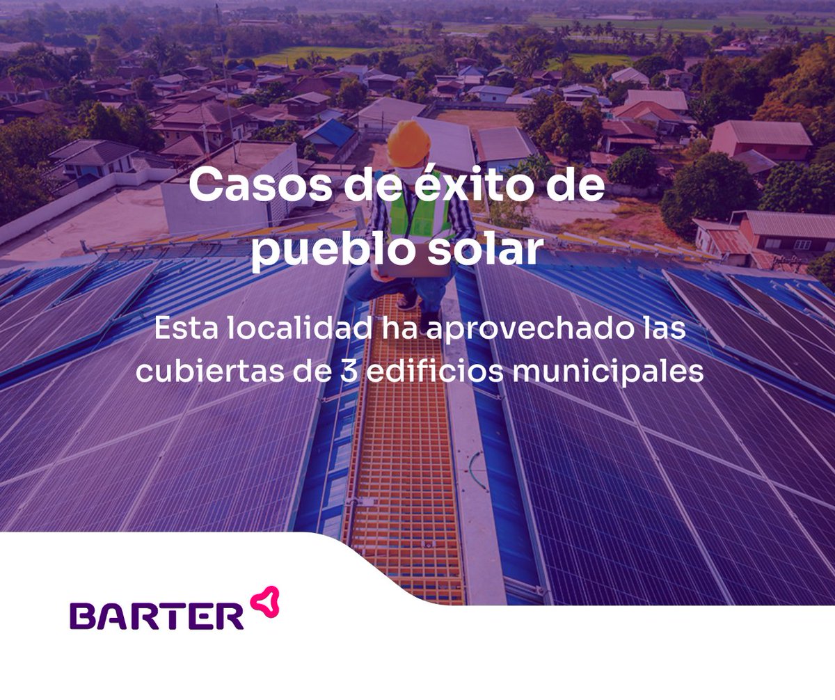 BarterEnergy's tweet photo. ¿Qué beneficios tiene ser un pueblo solar Barter?🏡☀
La energía solar puede ser la solución para mejorar la economía de tu pueblo. Te contamos el caso de éxito de un pueblo que ha decidido consumir energía solar sin hacer inversión😉📈
😎Descubre cómo https://t.co/b5Nmo5tHSQ https://t.co/EImAFEZWKU